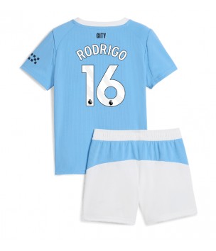 Billiga Manchester City Rodri Hernandez #16 Hemmatröja Barn 2025-26 Kortärmad (+ Korta byxor)